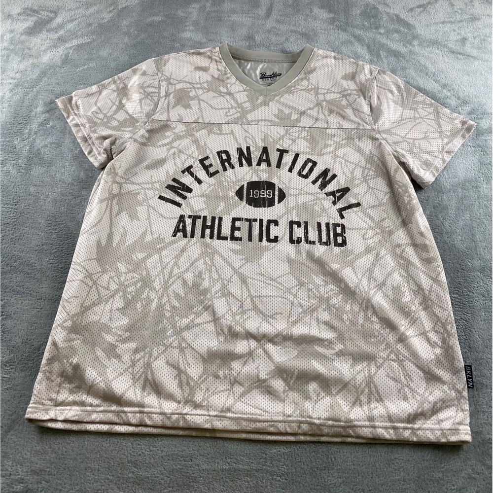 Brooklyn Cloth Mens International‎ Athletic Club Mesh Jersey Tan Gray Large
